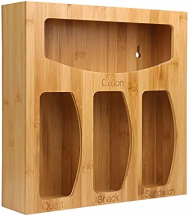 Food Ziplock Bag Storage Organizer For Kitchen Drawer, Bamboo Baggie