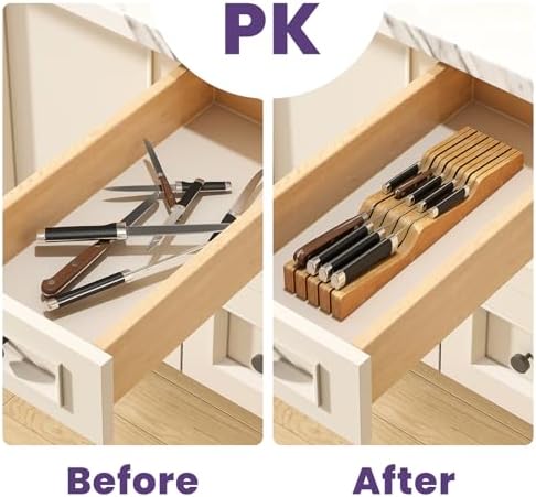 Bamboo In-Drawer Knife Block, 9 Knives