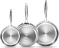 DELARLO Tri-Ply Stainless Steel Frying Pan Set 8”/10”/12”kitchen