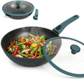 Ravon Nonstick Wok Pan with Glass Lid and Detachable Handle, 12.4in