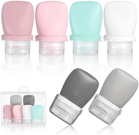 6 Pack 1 oz Silicone Travel Bottles Refillable Leak Proof