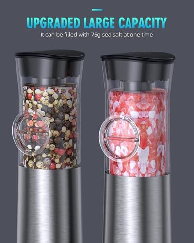 Gravity Electric Salt and Pepper Grinder Set, USB Rechargeable