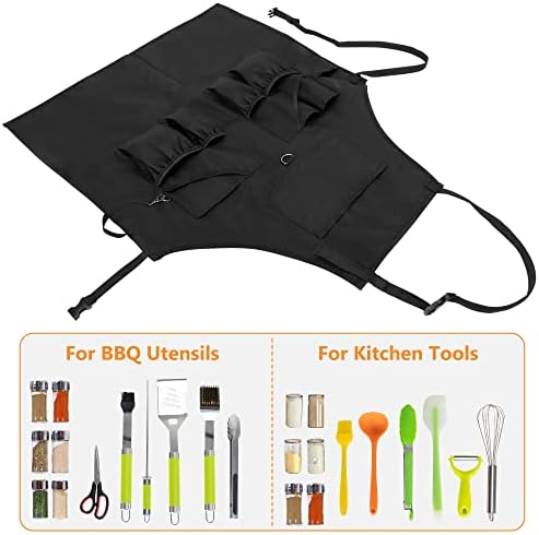 HODRANT Large BBQ Grilling Apron for Men with Pockets & Slit Hem