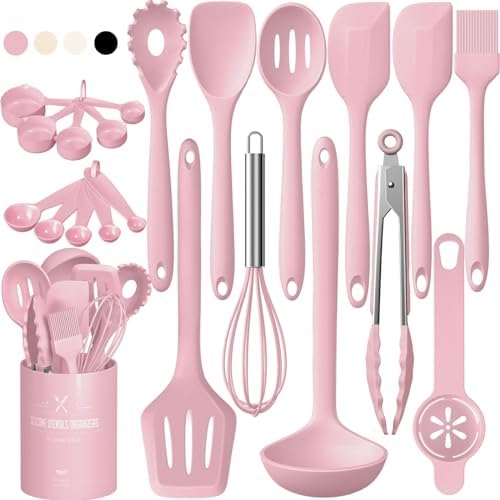 Umite Chef 22-Piece Silicone Utensil Set, Pink