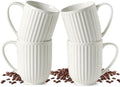 HASENSE Textured Large Coffee Mugs Set of 4, 16 Oz Ribbed Ceramic Cups