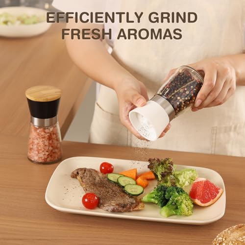 VUCCHINI Manual Salt and Pepper Grinder Set with Lid