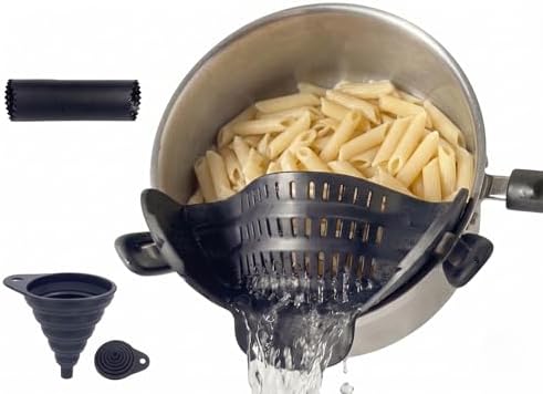 Clip On Strainer Silicone for Pots and Pans, Universal Fit Pasta