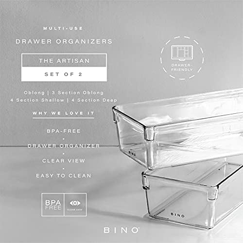 BINO | Oblong Plastic Drawer Organizer Bin, 2-Pack | THE ARTISAN