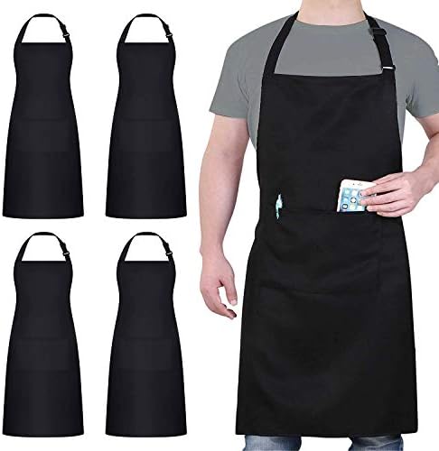 4 Packs Waterproof Cooking Chef Aprons with 2 Pockets for Men Women