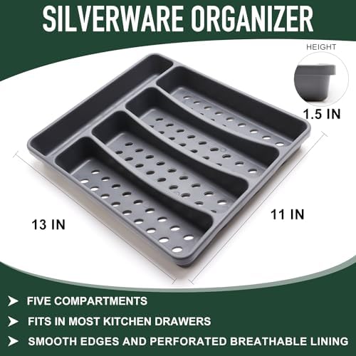21 Pcs Black Silverware Set with Organizer