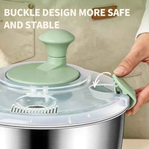 Stainless Steel Salad Spinner, ASWETMEL 5.3Qt Large Lettuce Dryer