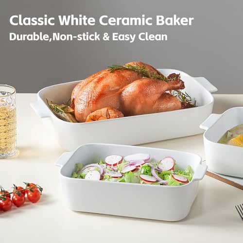 9x13 Ceramic Casserole Dish with Lid, 4.5qt Lasagna Baking Dish