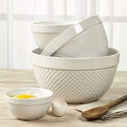 TTU Tabletops Gallery Hobnail Style 4 Piece Classic White Stoneware