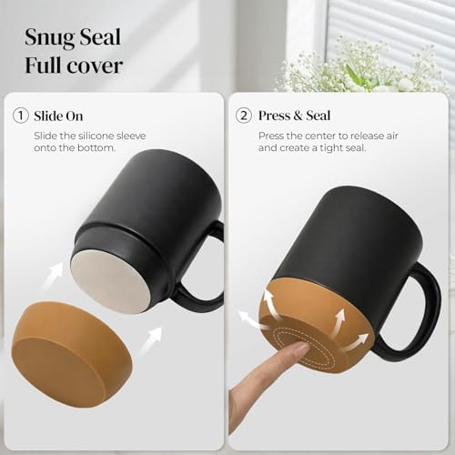 DOWAN Coffee Mugs, 15 oz Upgraded Coffee Mug with Silicone Bottom