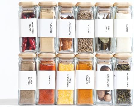 APT 1101 Glass Storage Jars with Bamboo Lids, 4oz, Set of 12