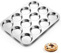TeamFar Muffin Top Pan, 12 Cavity Stainless Steel Shallow Cupcake Pan
