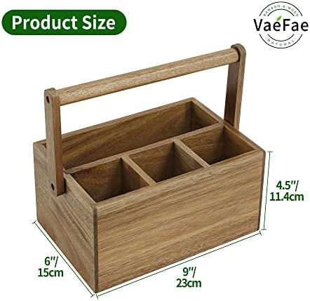 VaeFae Bamboo Silverware Drawer Organizer and Acacia Silverware Caddy