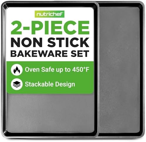 NutriChef 2-Piece XL Mega Cookie Sheet Baking Pans Set - 22" x 16"