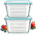 TEITEAI Glass Fruit Storage Containers for Fridge,2 Pack 84oz