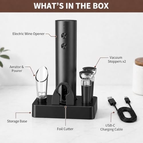 Electric Wine Opener, Rechargeable Automatic Wine Bottle Opener Set