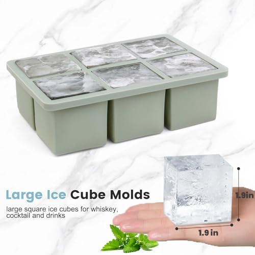 Large Silicone Ice Cube Tray 3Pack, SAWNZC Big Square Ice Cube Molds