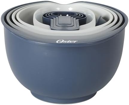 Oster 12 Piece Nesting Mixing Bowl Set, 3 Bowls with Lids & 6