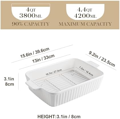 MALACASA 4.4 QT Baking Dishes with Rack,Casserole Dishes for