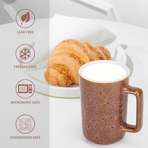 QUTREY Coffee Mugs Set of 4, Large Ceramic Coffee Mugs with Handle
