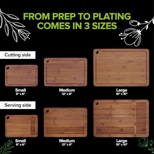 Bamboo Chopping Board, Durable Chopping Board Bamboo with Deep Juice