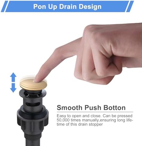 Brushed Gold Pop Up Drain with Overflow and 9.6 Inch Sink Hole Cover