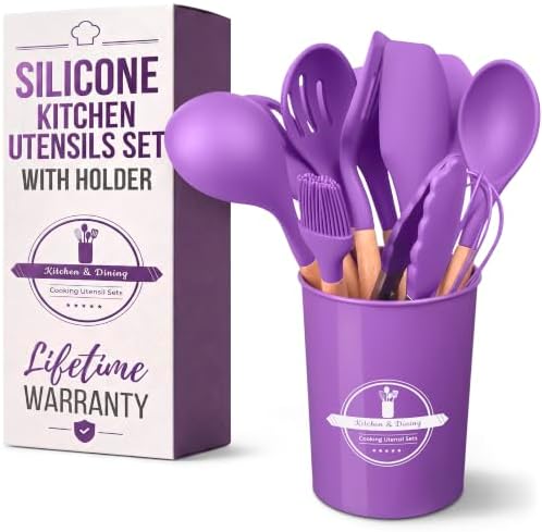 12-Piece Purple Kitchen Accessories Set with Holder