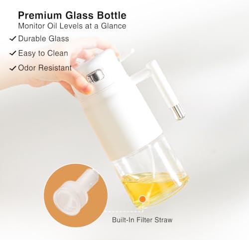 Olive Oil Sprayer & Dispenser Bottle, 17oz Glass