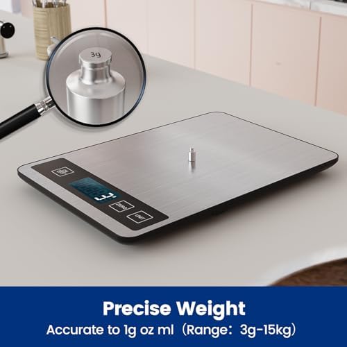 【33 lb & USB Rechargeable】 Digital Kitchen Food Scale Kitchen Scale