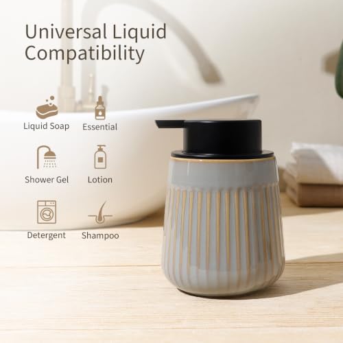 Bosilunlife Ceramic Foaming Soap Dispenser, Striped Pump for Bathroom