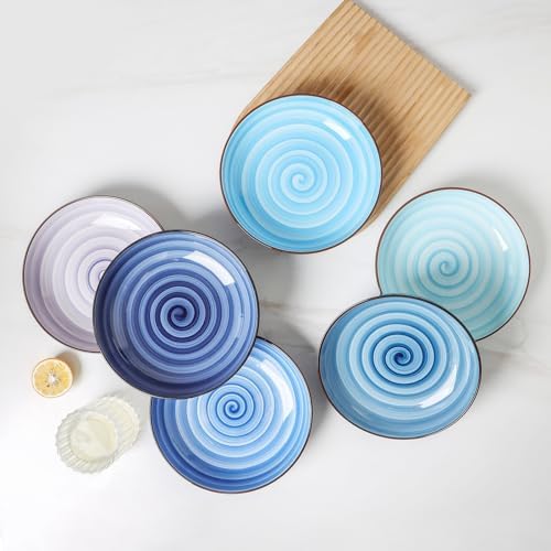 KitchenTour Large Pasta Bowls, 34 Ounce Ceramic Salad Bowl Plates, Set