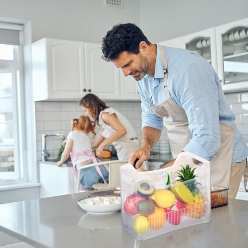 Beeveer 4pcs Plastic Freezer Organizer Bin with Wheel