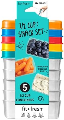 Fit + Fresh 1/2-Cup Snack Set, Condiment & Salad Dressing Containers