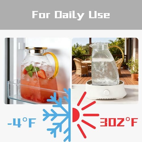 Glass Pitcher with Lid and Spout, 1.8L/60oz Clear Jug - Fridge Door
