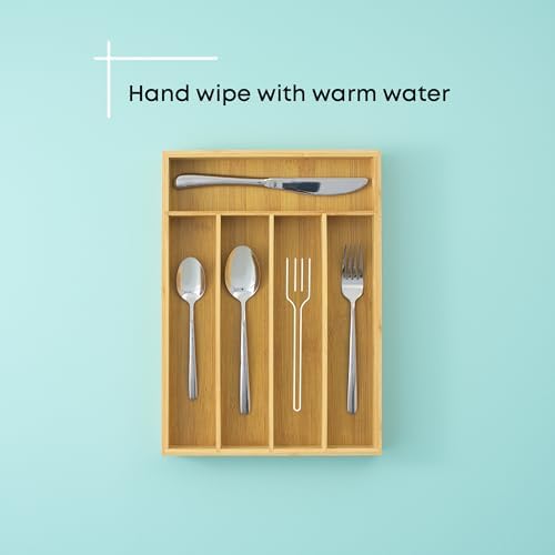 JoyJolt Bamboo Drawer Organizer for Kitchen Utensils, Drawer Divider