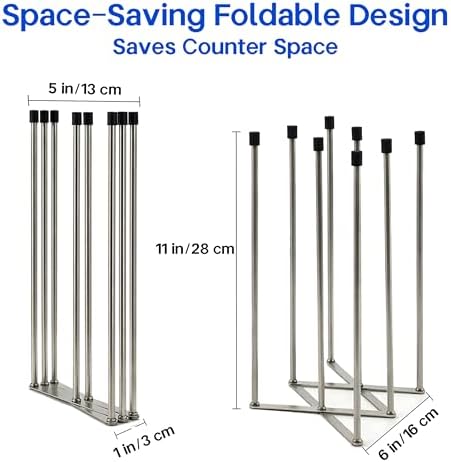 Reusable Bags Drying Rack, Extra Tall Foldable Stainless Steel Stand