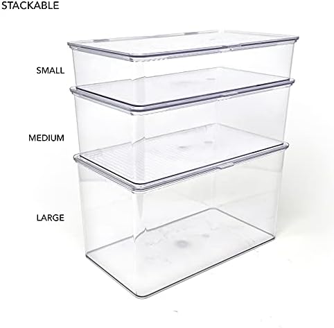 Isaac Jacobs Large Stackable Organizer Bin, 10.75” x 6.5” x 6.1”