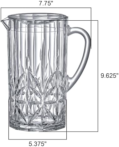 Abby - Stately - Acrylic Pitcher (80 oz), Clear Plastic Water Pitcher