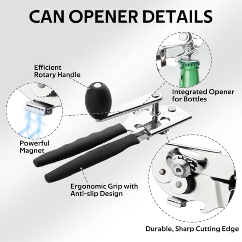Decorwell Manual Can Opener Heavy Duty Stainless Steel, Commercial Can