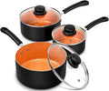 MICHELANGELO Nonstick Sauce Pan with Lid 1QT, 2QT & 3QT, Ceramic
