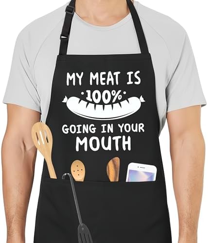Funny Aprons for Men with 2 Pockets, Cooking Apron for Dad, Gag Gifts