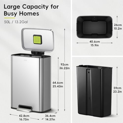 EKO Madison 13.2 Gal Stainless Steel Step Trash Can