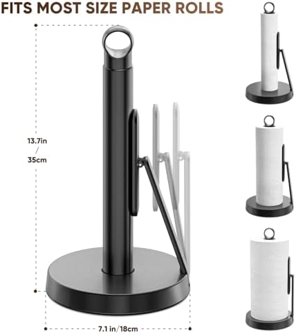 theaoo Countertop Paper Towel Holder with Tension Arm, Black