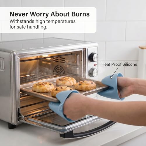Silicone Kitchen Oven Mitts Set, Finger Protector Cooking Pinch Grips