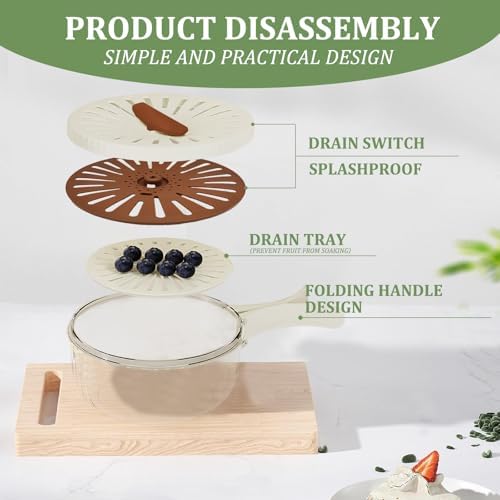 2 Pcs Fruit Vegetable Washing Bowl with Strainer, 2.85QT+1QT