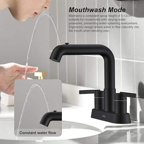 KENES Matte Black 4 Inch Centerset Bathroom Faucet
